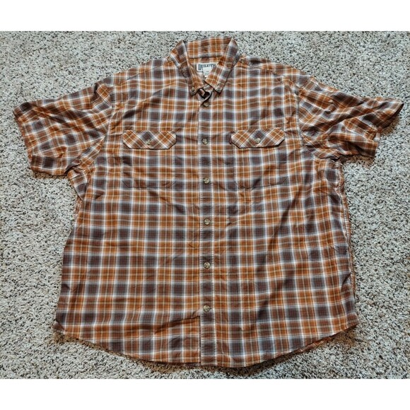 Duluth Trading Mens 3XL Standard Fit Blue & Orange Plaid Button Up Shirt Bundle - Picture 4 of 6